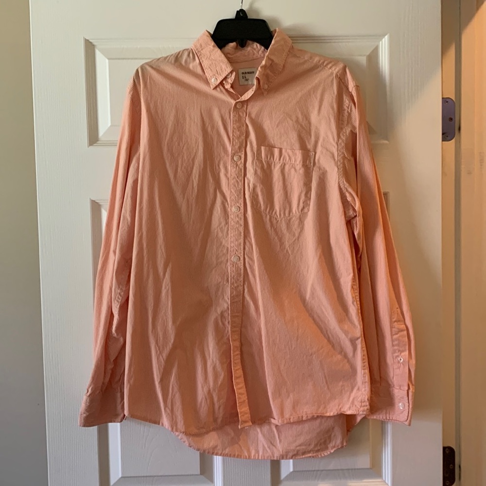 Like New Orange and White Stripe Button Down